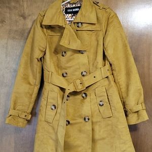 Steve Madden vegan suede,  long line, belted  Trench Coat